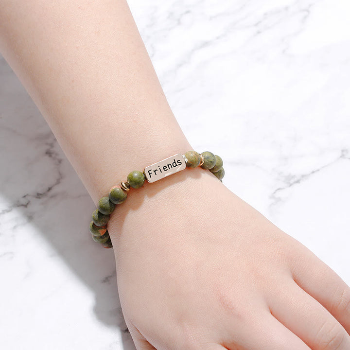 Olivenorma Natural Gemstone Best Friend Forever 3 Piece Engraving Bracelet Set - image 5
