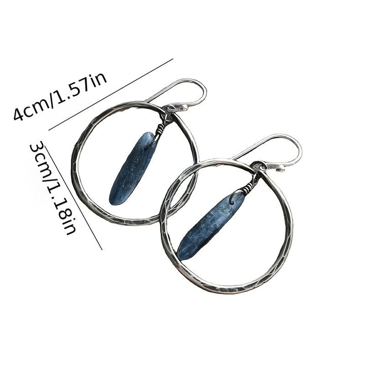 Olivenorma Retro Lapis Lazuli Large Hoop Earrings - image 2