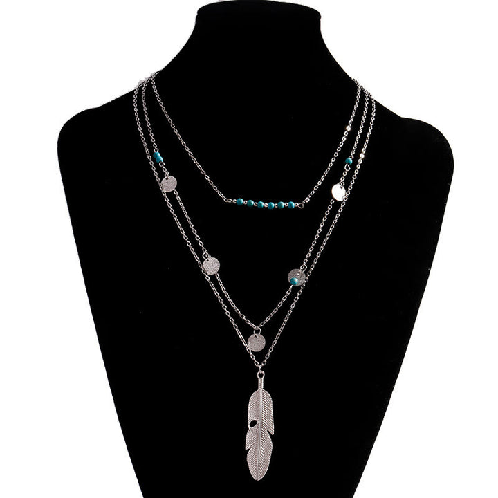 Olivenorma Turquoise Leaf Pendant Three Layer Necklace - image 7