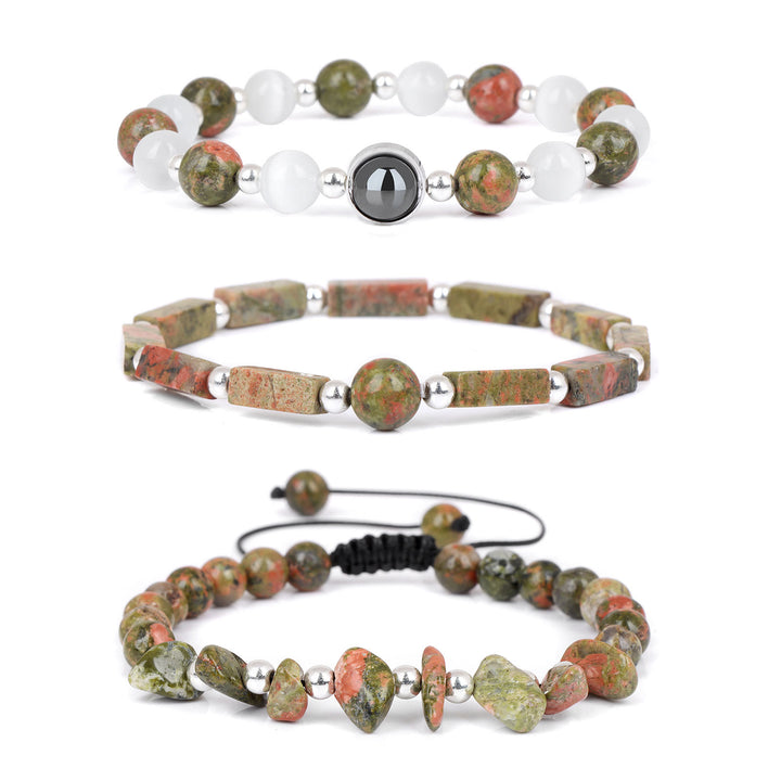 Olivenorma "Healing Wishes" Natural Crystal 3 Pieces Set Bracelet - Unakite - image 11