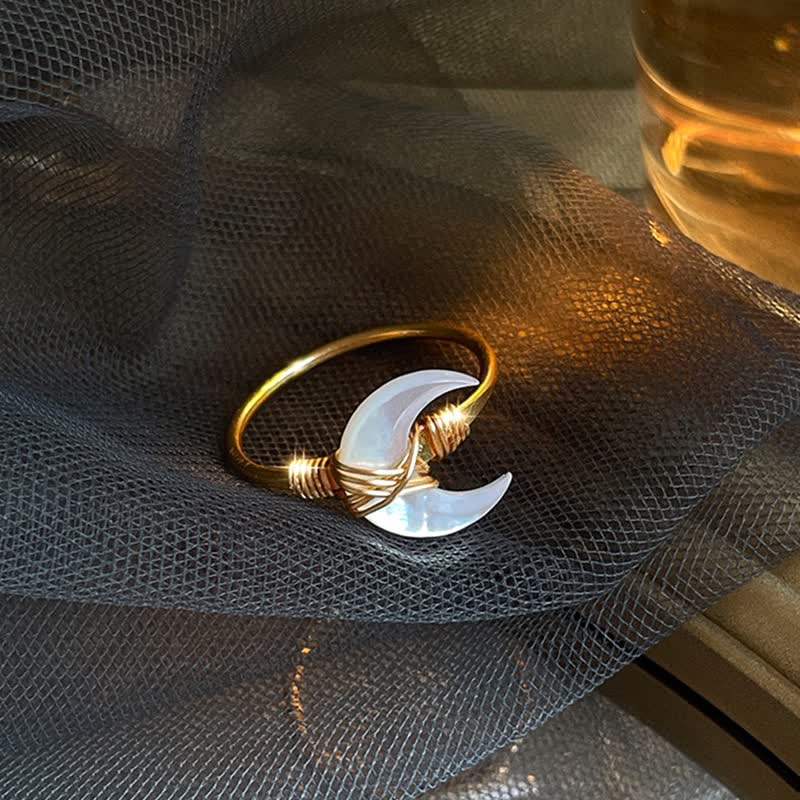 Olivenorma Nacre Crescent Open Adjustable Ring - image 4