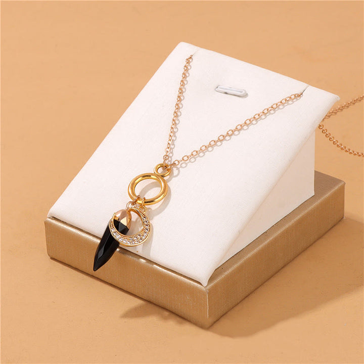 Olivenorma Bullet Crystal Zircon Moon Pendant Necklace - image 3