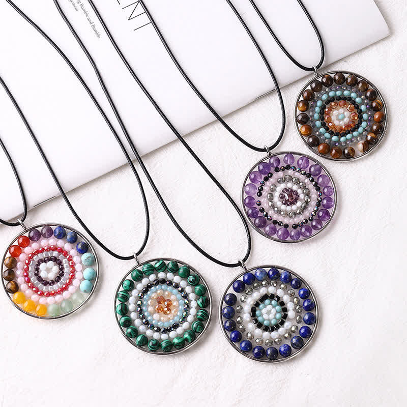 Olivenorma Datura Flower Round Pendant Crystal Necklace - image 34