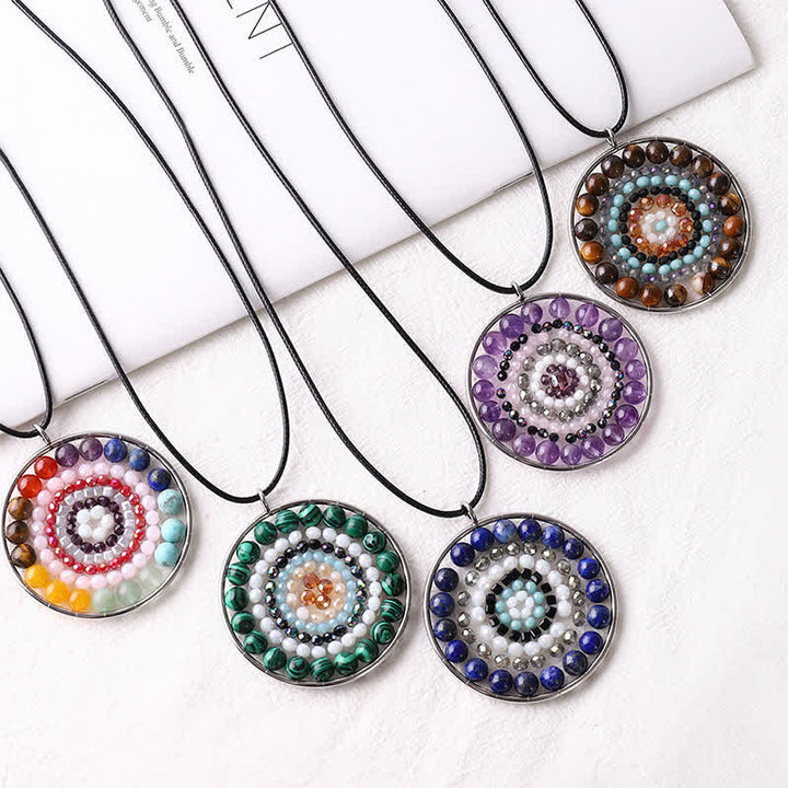 Olivenorma Datura Flower Round Pendant Crystal Necklace - image 34