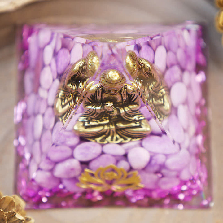 Olivenorma Buddha Lotus With Purple Jade Orgone Pyramid - image 5