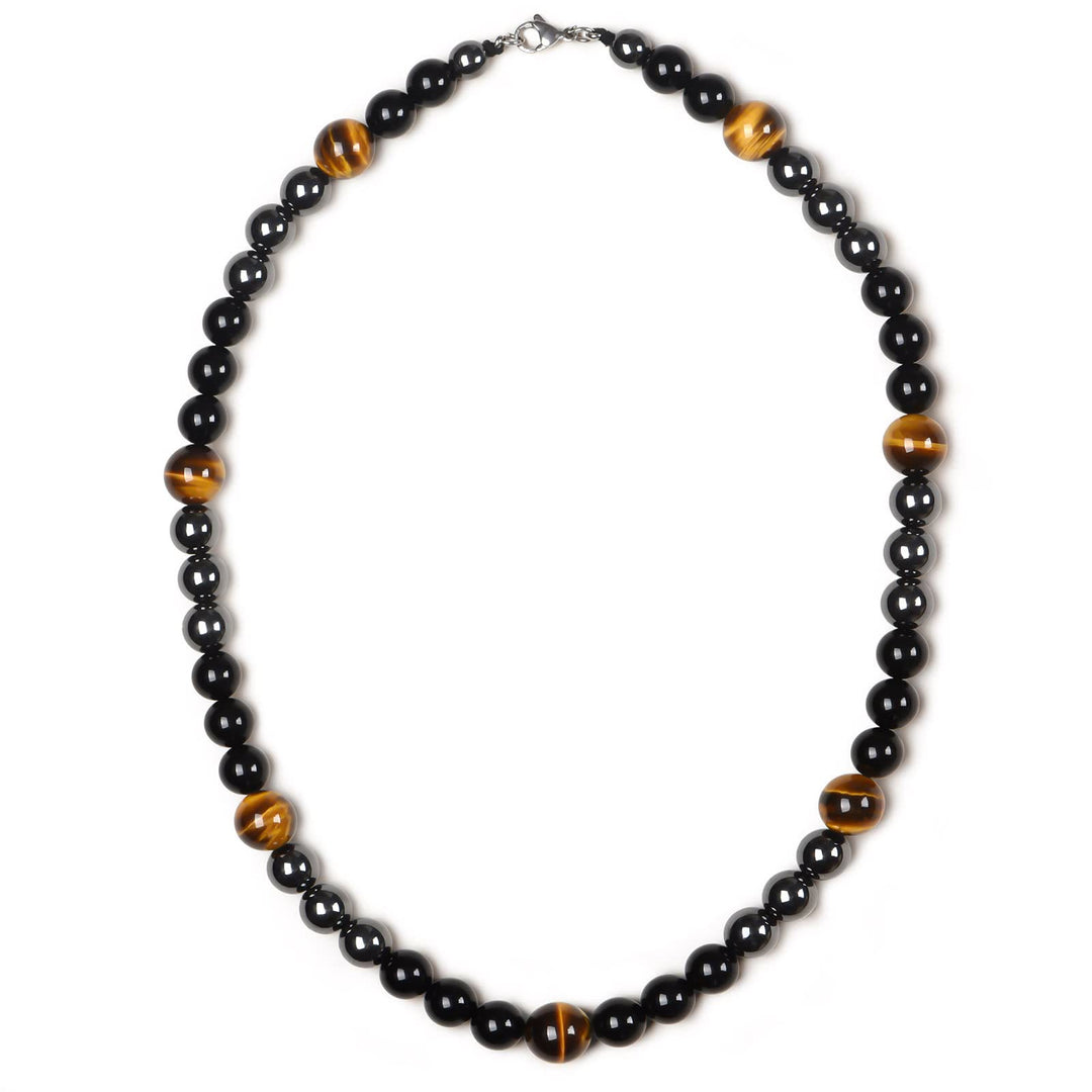 Olivenorma Healing Crystal Obsidian Tiger Eye Hematite Beads Necklace - 75cm - image 0