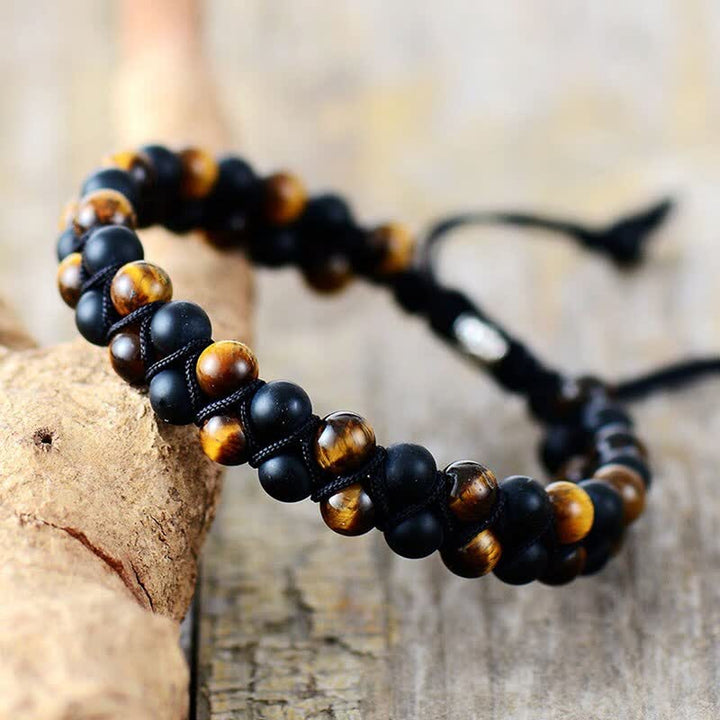 Olivenorma Tiger Eye Black Onyx Beads Braided Bracelet - image 1