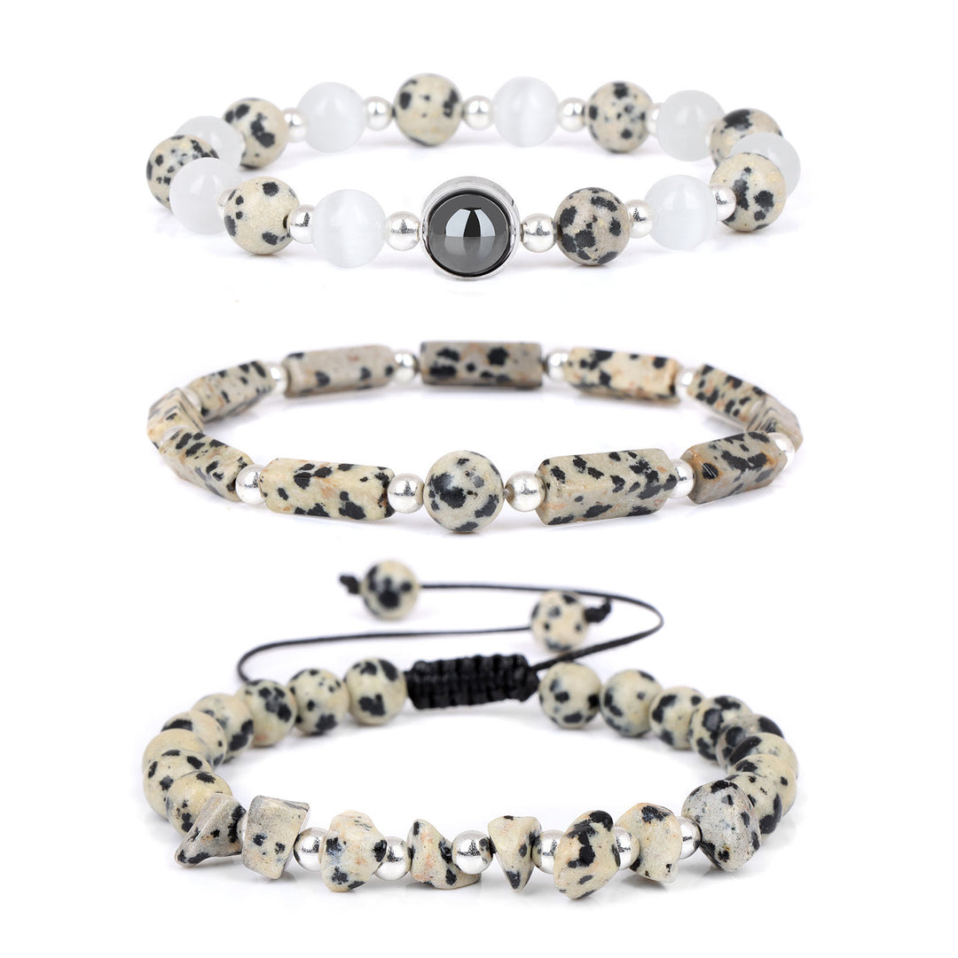 Olivenorma "Healing Wishes" Natural Crystal 3 Pieces Set Bracelet - Dalmatian Jasper - image 2