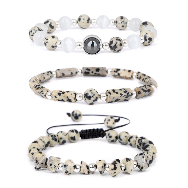 Olivenorma "Healing Wishes" Natural Crystal 3 Pieces Set Bracelet - Dalmatian Jasper - image 2