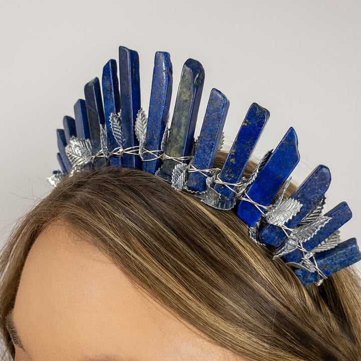 Olivenorma Lapis Lazuli Moon Witch Crystal Crown - Silver - image 6