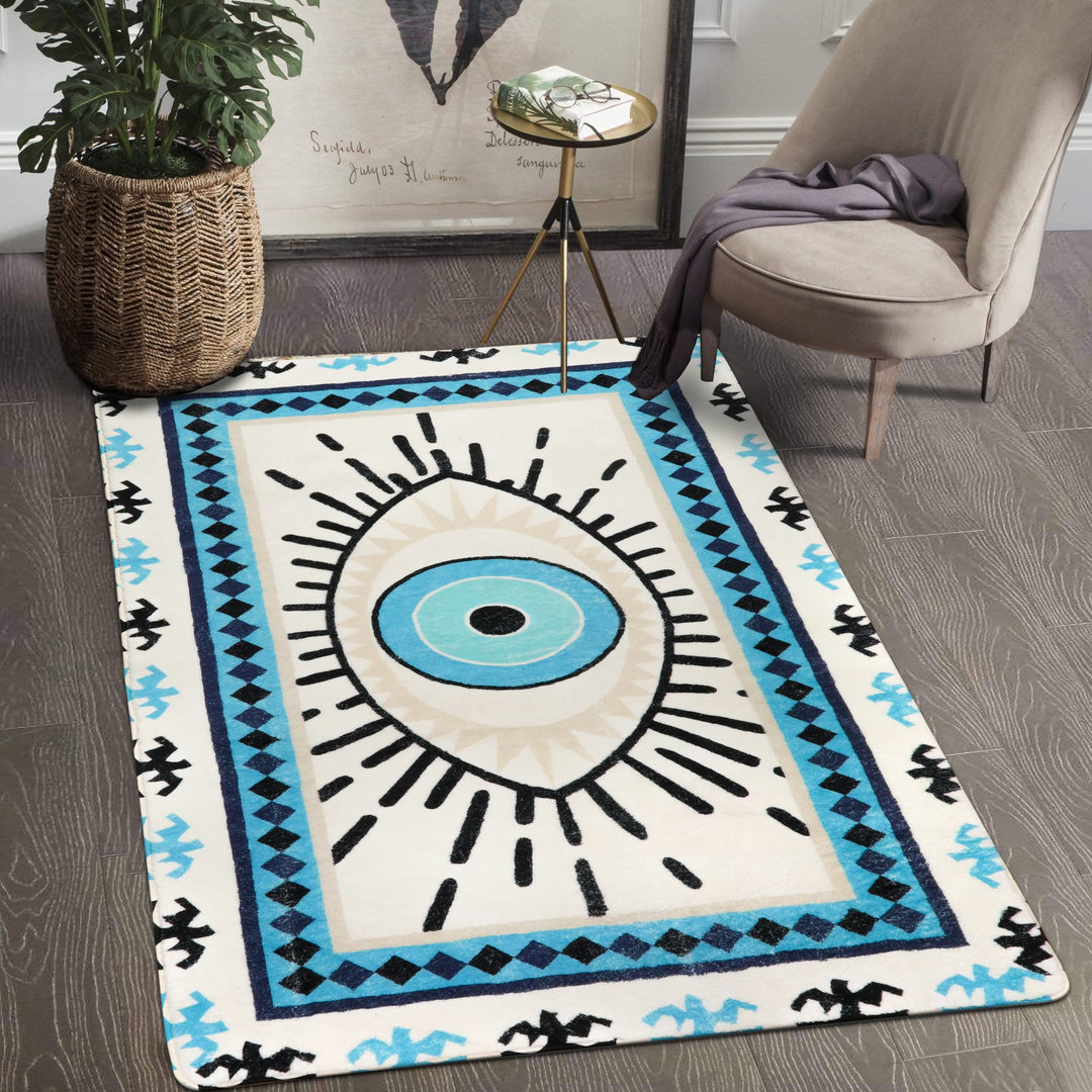 Olivenorma Blue Evil Eye Antibacterial Washable Rugs Carpet - image 12