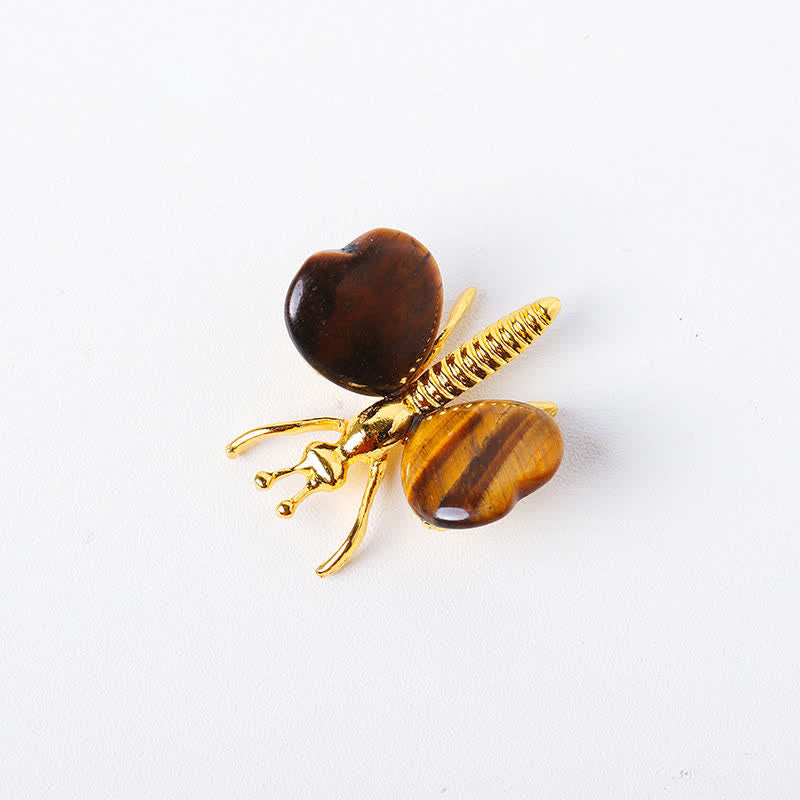 Olivenorma Natural Crystal Agate Dragonfly Gemstone Decoration - Tiger Eye - image 19