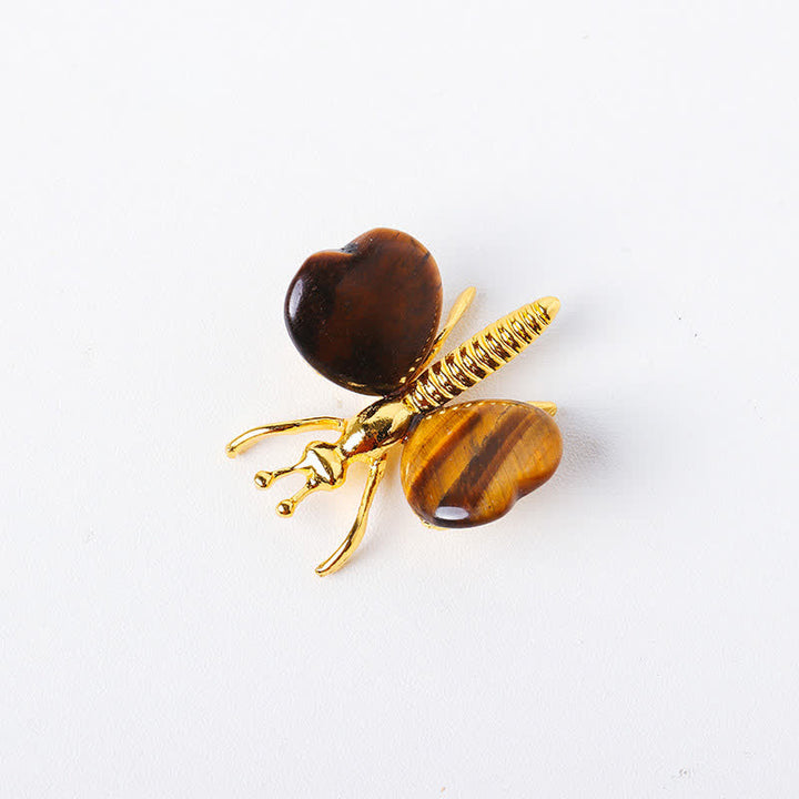 Olivenorma Natural Crystal Agate Dragonfly Gemstone Decoration - Tiger Eye - image 19