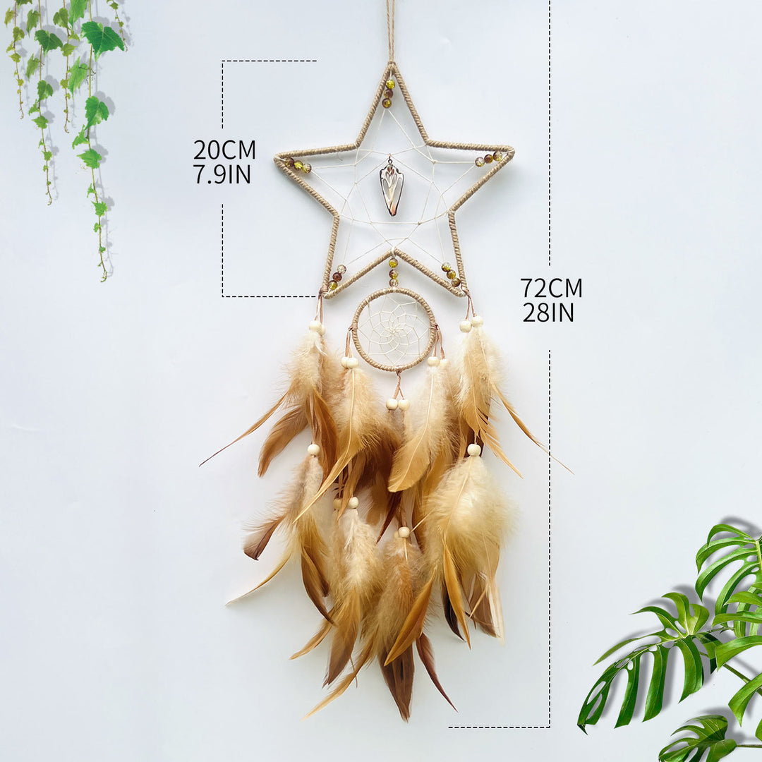 Olivenorma Stars Moon Sun Indian Feather Dream Catcher - Khaki - Star - image 1