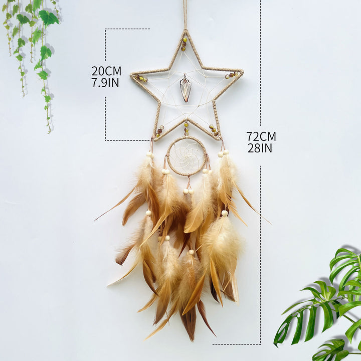 Olivenorma Stars Moon Sun Indian Feather Dream Catcher - Khaki - Star - image 1