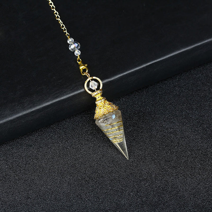 Olivenorma Natural Crystal Resin Hexagonal Pyramid Pendulum - Labradorite - image 53