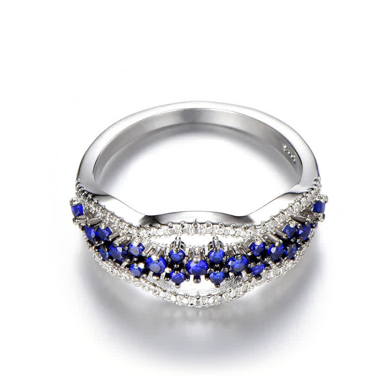 Olivenorma Creative Hollow Sapphire Blue Zircon Ring - image 8