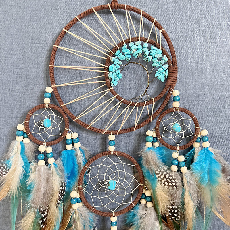Olivenorma Turquoise Tree of Life Feather Dream Catcher - image 2