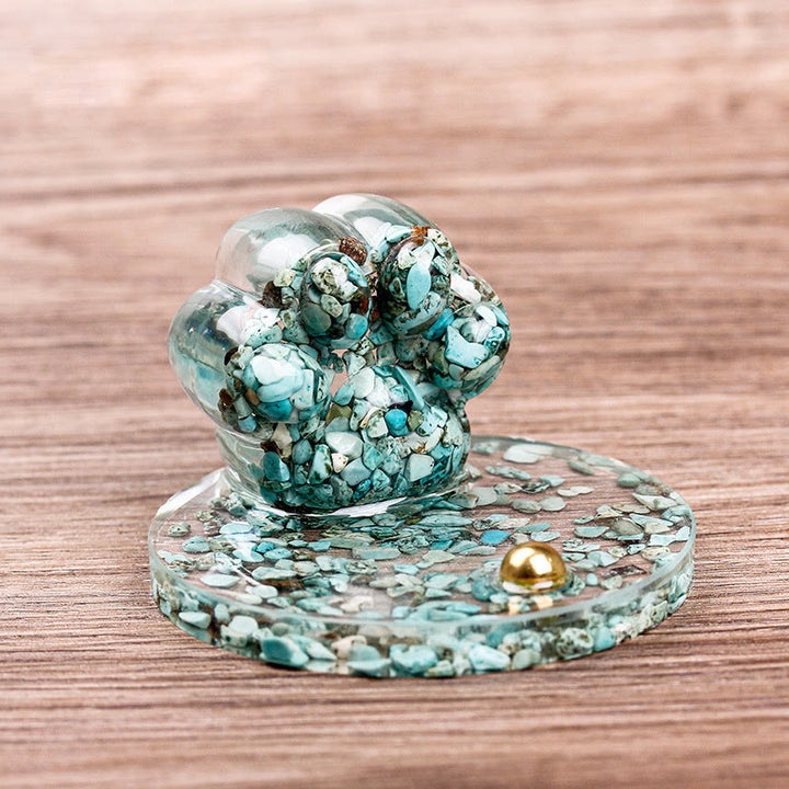 Olivenorma Natural Stone Epoxy Cat Claw Mobile Phone Holder - Turquoise - image 3