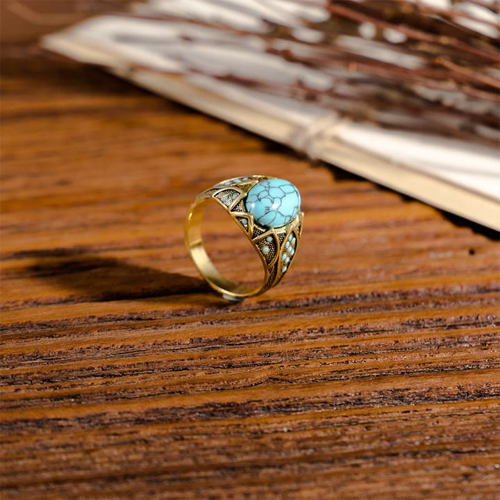 Olivenorma Light Luxury Vintage Turquoise Ring - image 2
