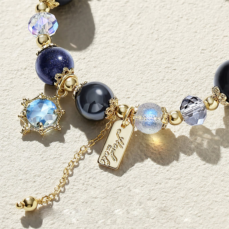 Olivenorma Blue Sandstone Moonstone Obsidian Beaded Bracelet - image 2