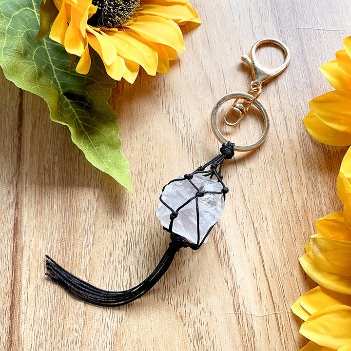 Olivenorma Natural Crystal Stone Rough Phone Strap Keychain - Clear Crystal - image 1