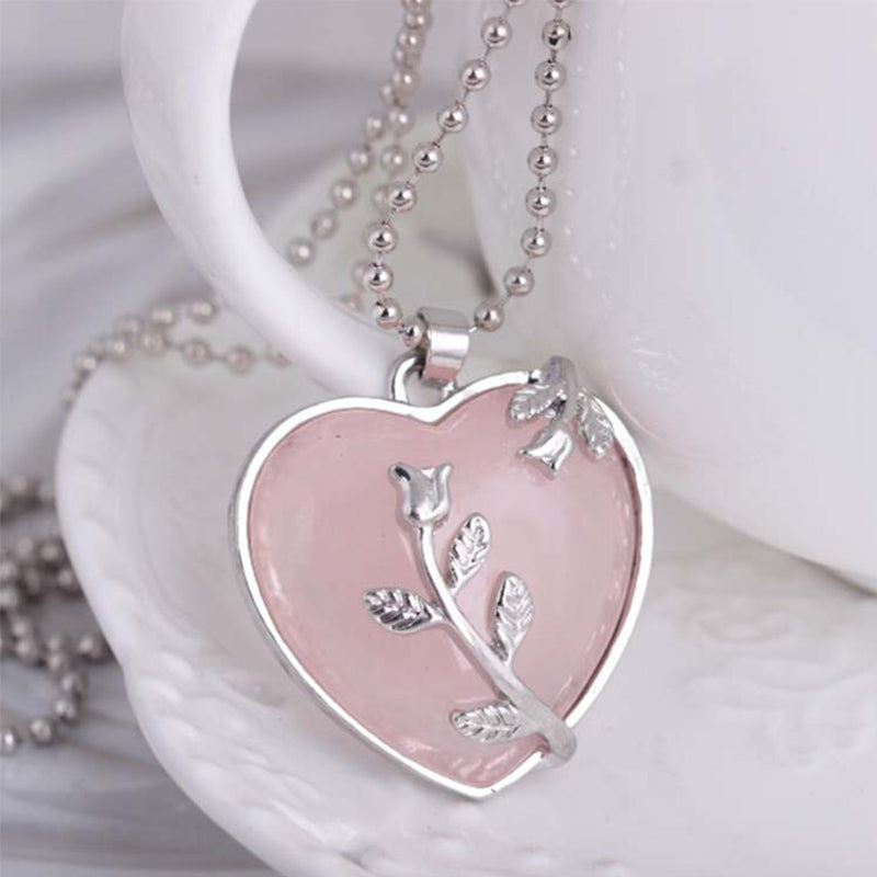Olivenorma Heart Shaped Rose Gemstone Necklace - image 4