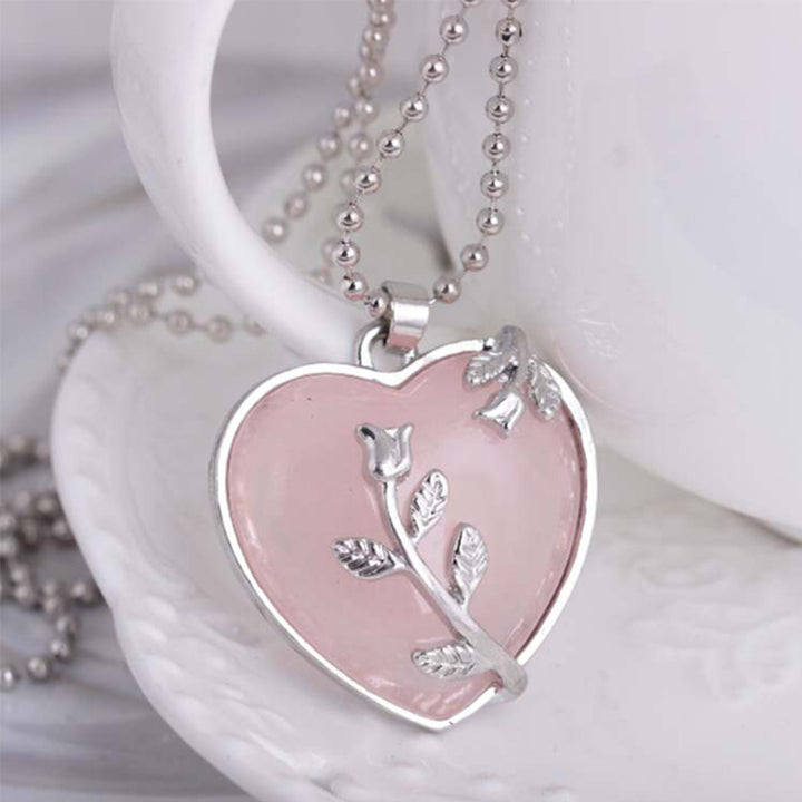 Olivenorma Heart Shaped Rose Gemstone Necklace - image 4