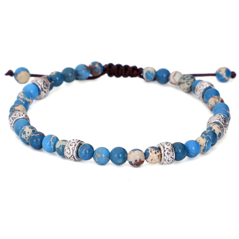 Olivenorma Natural Multicolor Imperial Stone Beaded Braided Bracelet - Blue Emperor Stone - image 8
