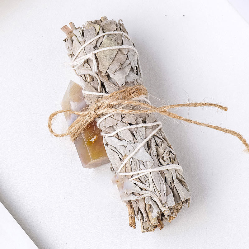 Olivenorma White Sage Hexagonal Prism Crystal Aromatherapy Gemstone Decoration - Cherry Blossom Agate - image 42