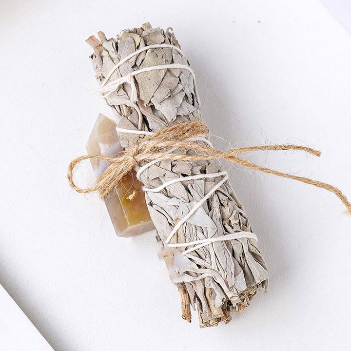 Olivenorma White Sage Hexagonal Prism Crystal Aromatherapy Gemstone Decoration - Cherry Blossom Agate - image 42