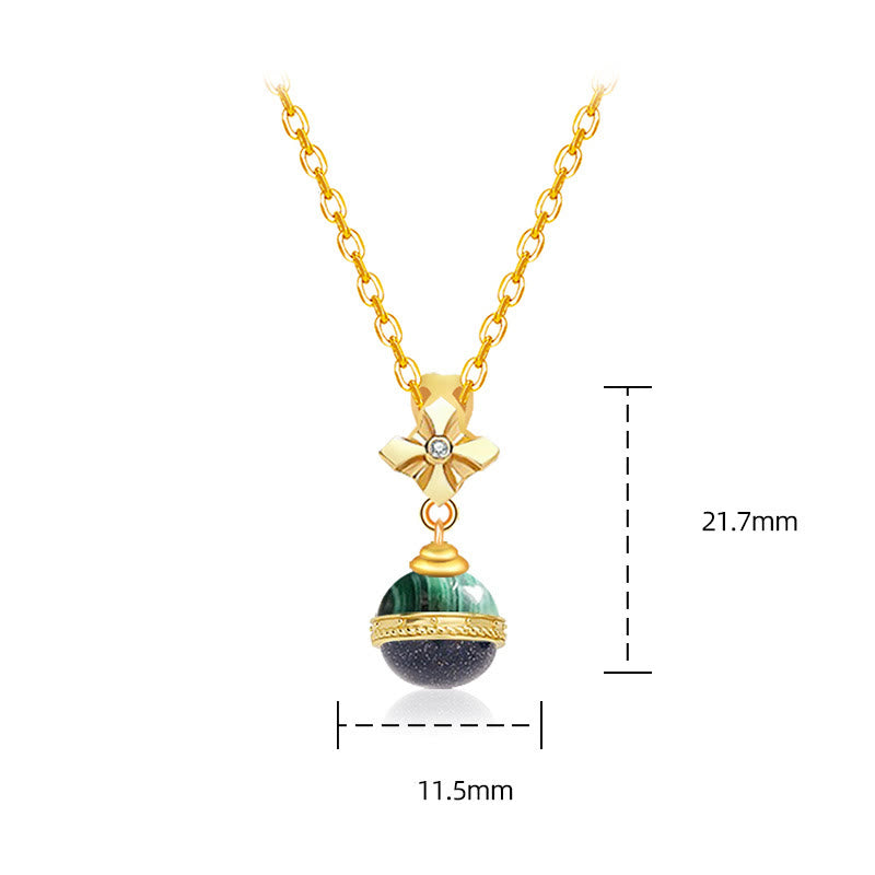 Olivenorma "Stellar Corona" Malachite Blue Sandstone Sphere Pendant Necklace - image 10