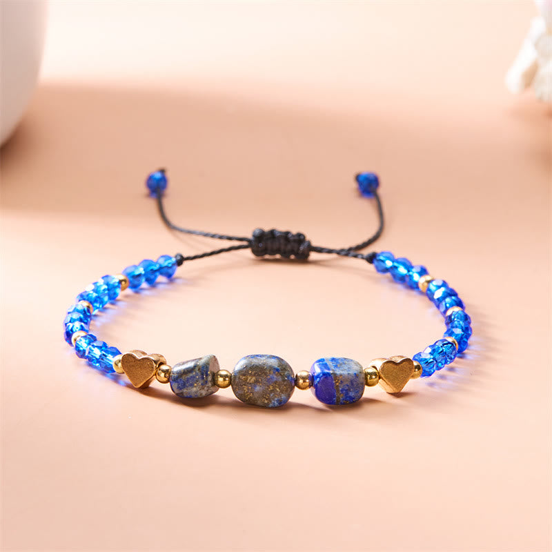 Olivenorma Irregular Natural Gravel Love Beaded Braided Bracelet - Lapis Lazuli - image 1