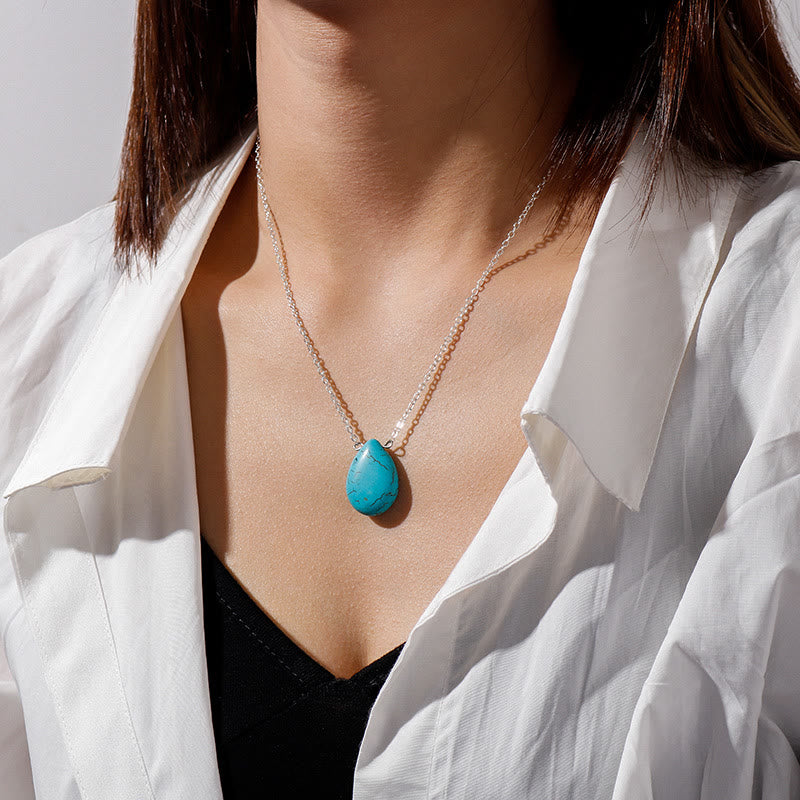 Olivenorma Turquoise Drop Shape Pendant Simple Collarbone Necklace - image 1