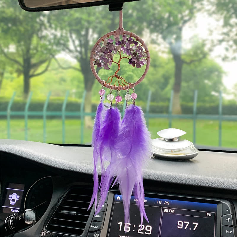 Olivenorma Crystal Tree of Life Feather Dreamcatcher Car Ornament - Amethyst - image 17