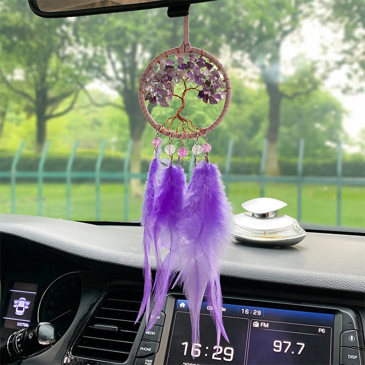 Olivenorma Crystal Tree of Life Feather Dreamcatcher Car Ornament - Amethyst - image 17