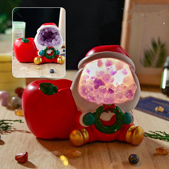 Olivenorma Crystal Gravel Christmas Night Light Home Gemstone Decoration - Amethyst&Santa Claus - image 4