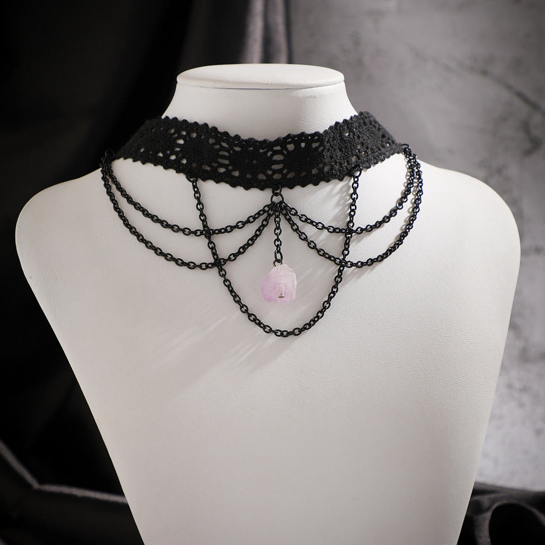 Olivenorma Amethyst Halloween Gothic Lace Choker Necklace - image 5