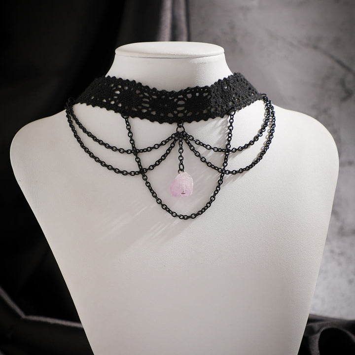 Olivenorma Amethyst Halloween Gothic Lace Choker Necklace - image 5