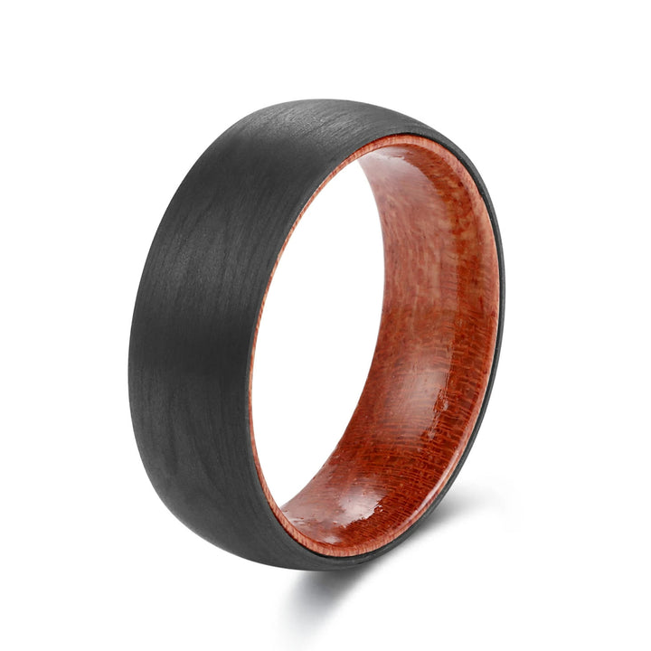 Olivenorma 8mm Black Tungsten Carbide Whiskey Barrel Wood Ring - 15 - image 0
