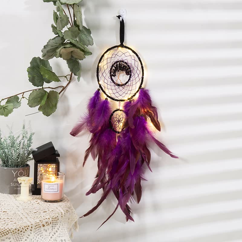 Olivenorma Amethyst Crystal Tree of Life Dream Catcher - image 5