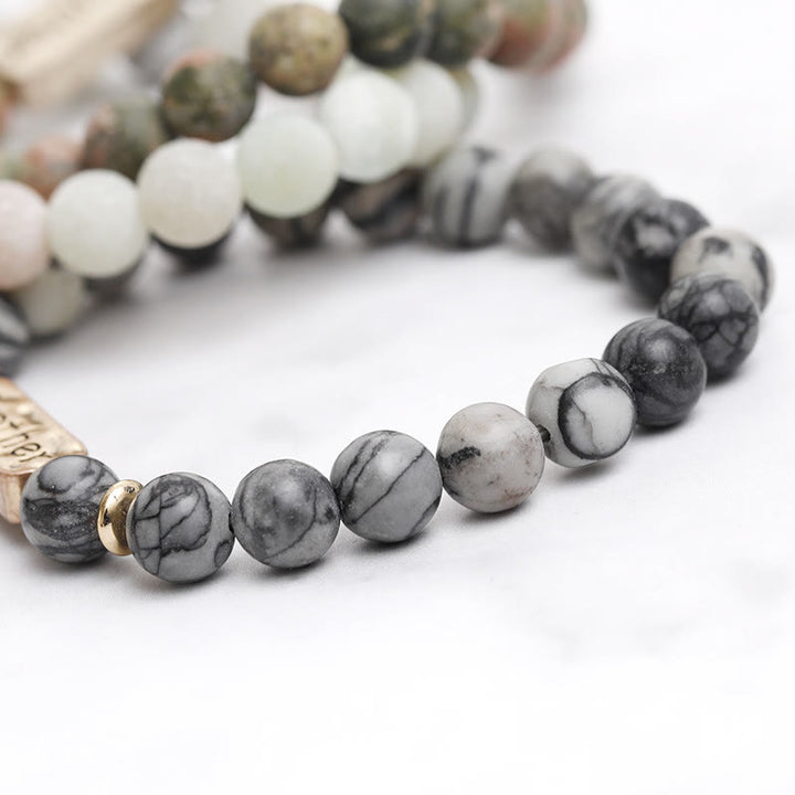 Olivenorma Natural Gemstone Brother Engraving Bracelet - image 11