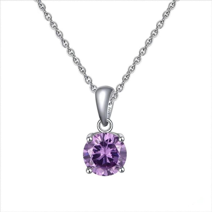 Olivenorma Multicolor Zircon Gemstone Four Claw Pendant Necklace - Light Purple Zircon - image 11