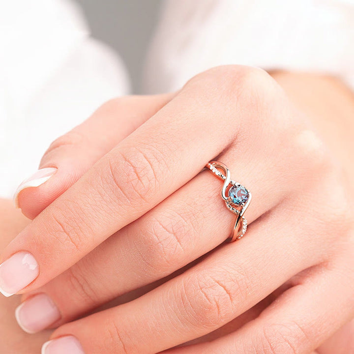 Olivenorma Wave Shaped Blue Alexandrite Engagement Ring - image 6