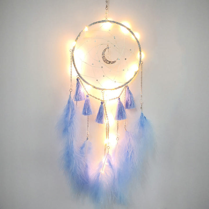Olivenorma Fairy White Feather Moon Pendant Dream Catcher - image 10