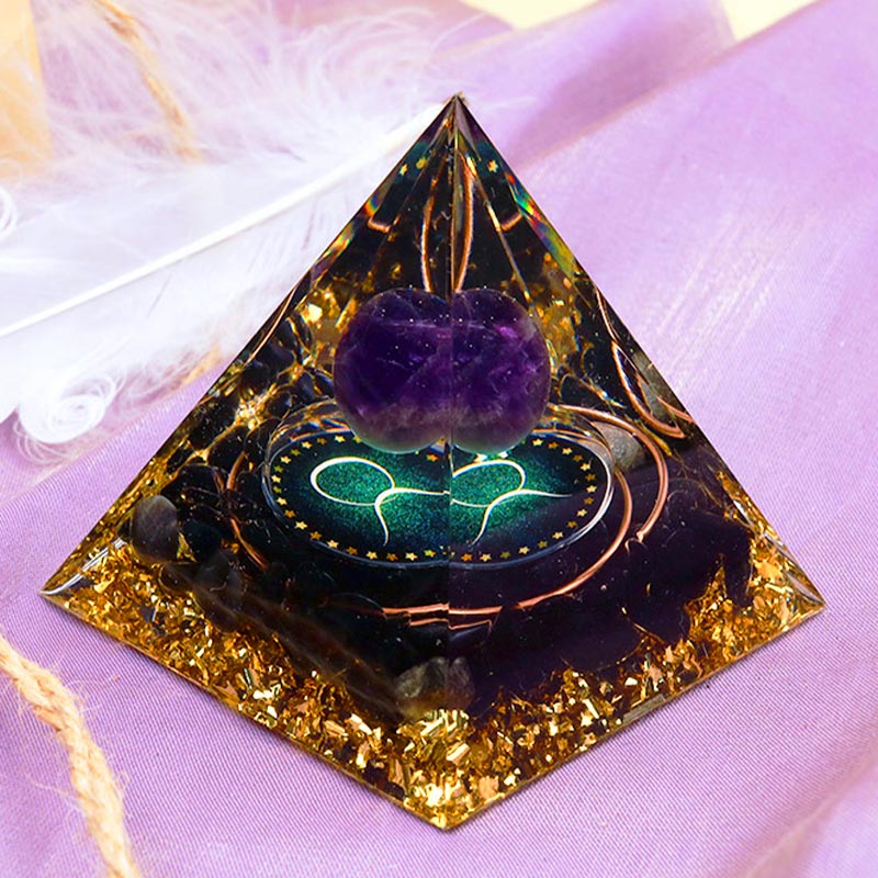 Olivenorma Amethyst Sphere With Obsidian Zodiac Taurus Orgone Pyramid - image 2