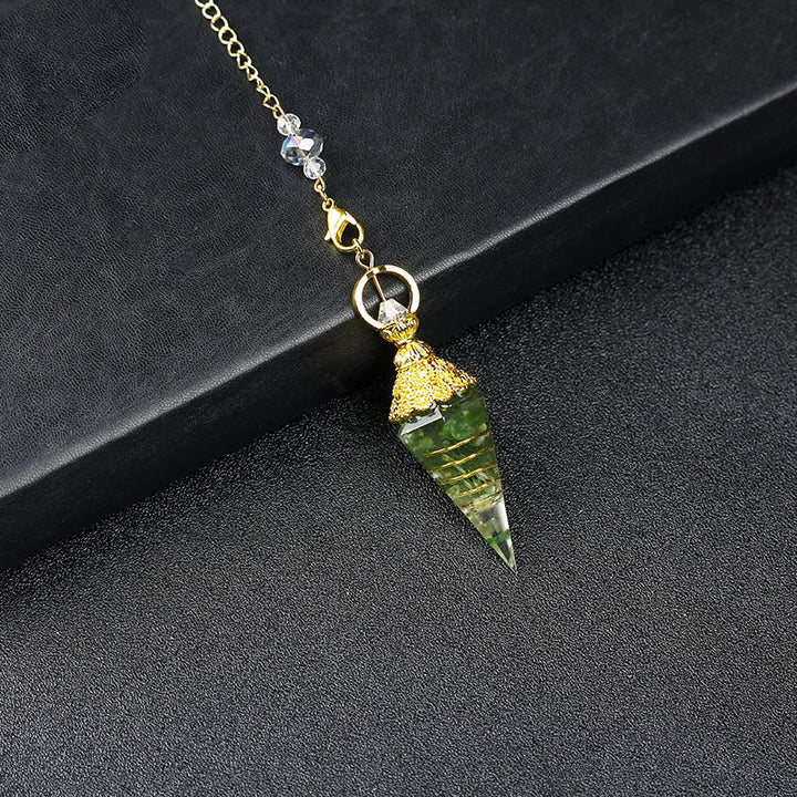 Olivenorma Natural Crystal Resin Hexagonal Pyramid Pendulum - Green Jade - image 74