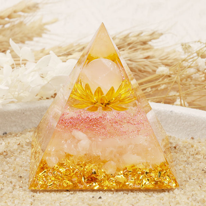Olivenorma Clear Crystal Lotus Symbol Orgone Pyramid - 10*10cm - YES PLEASE $8 - image 0