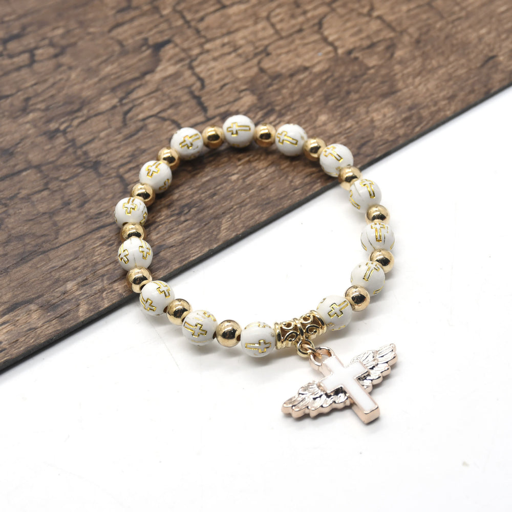 Olivenorma White Jade Cross Beaded Bracelet - image 1