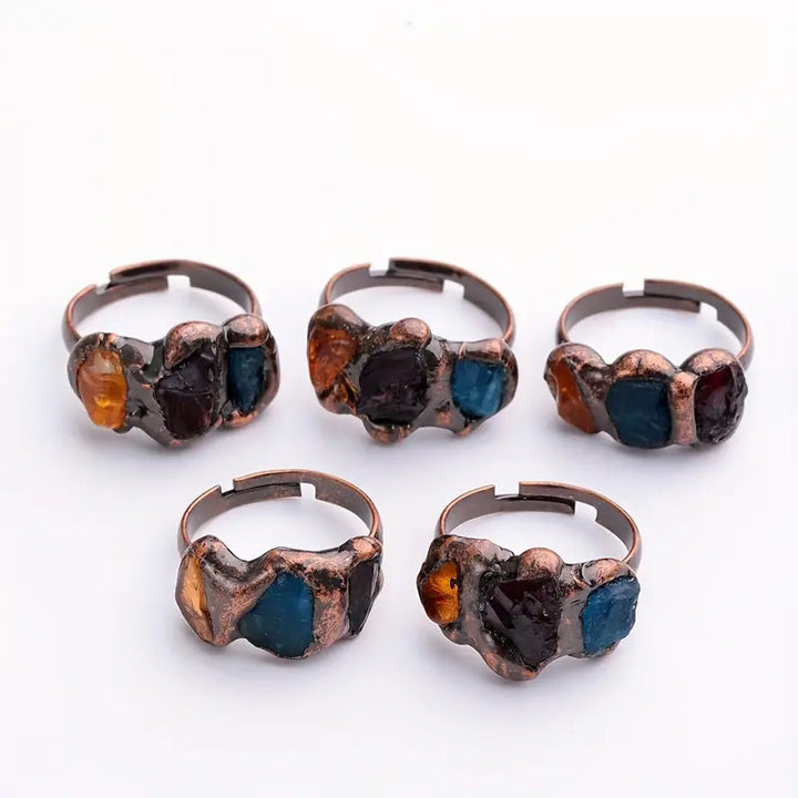 Olivenorma "The Fate" - Retro Random Color 3 Crystal Ring - image 4